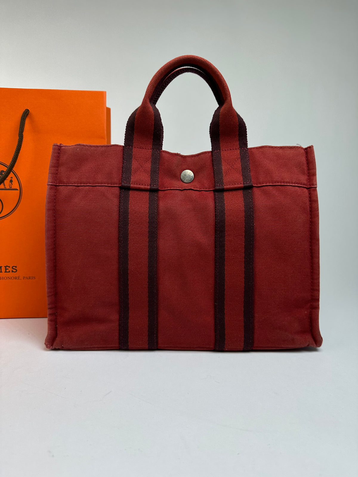 Vintage Hermès Fourre-Tout Canvas Tote Late 1990s Rust Red