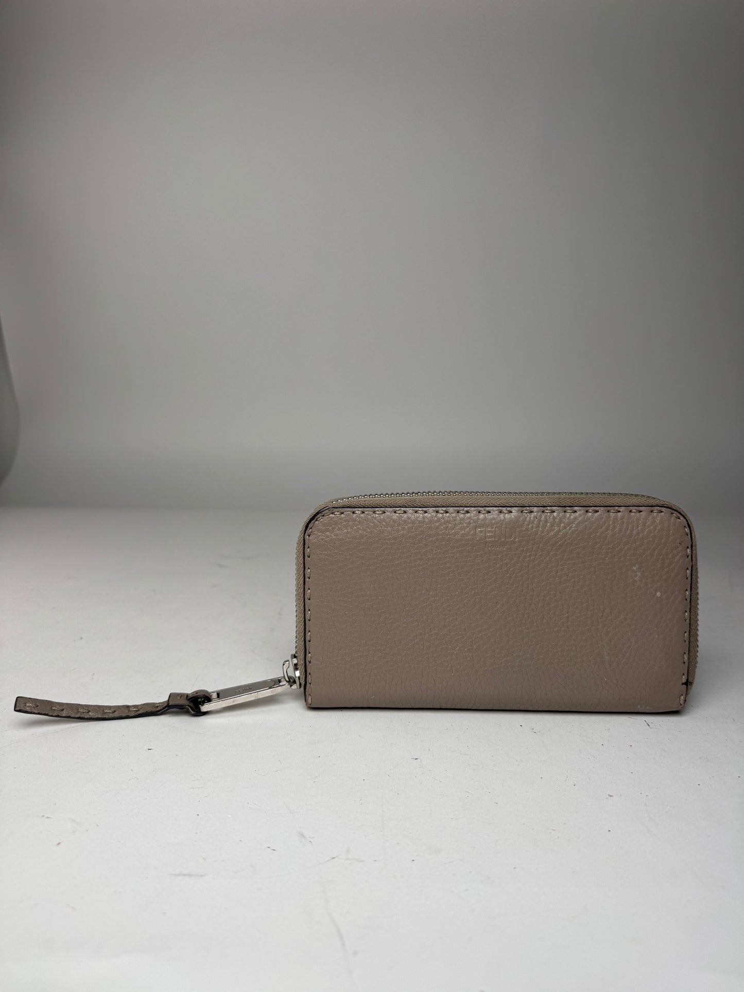 Vintage Fendi Roma Zippy Leather Wallet grey