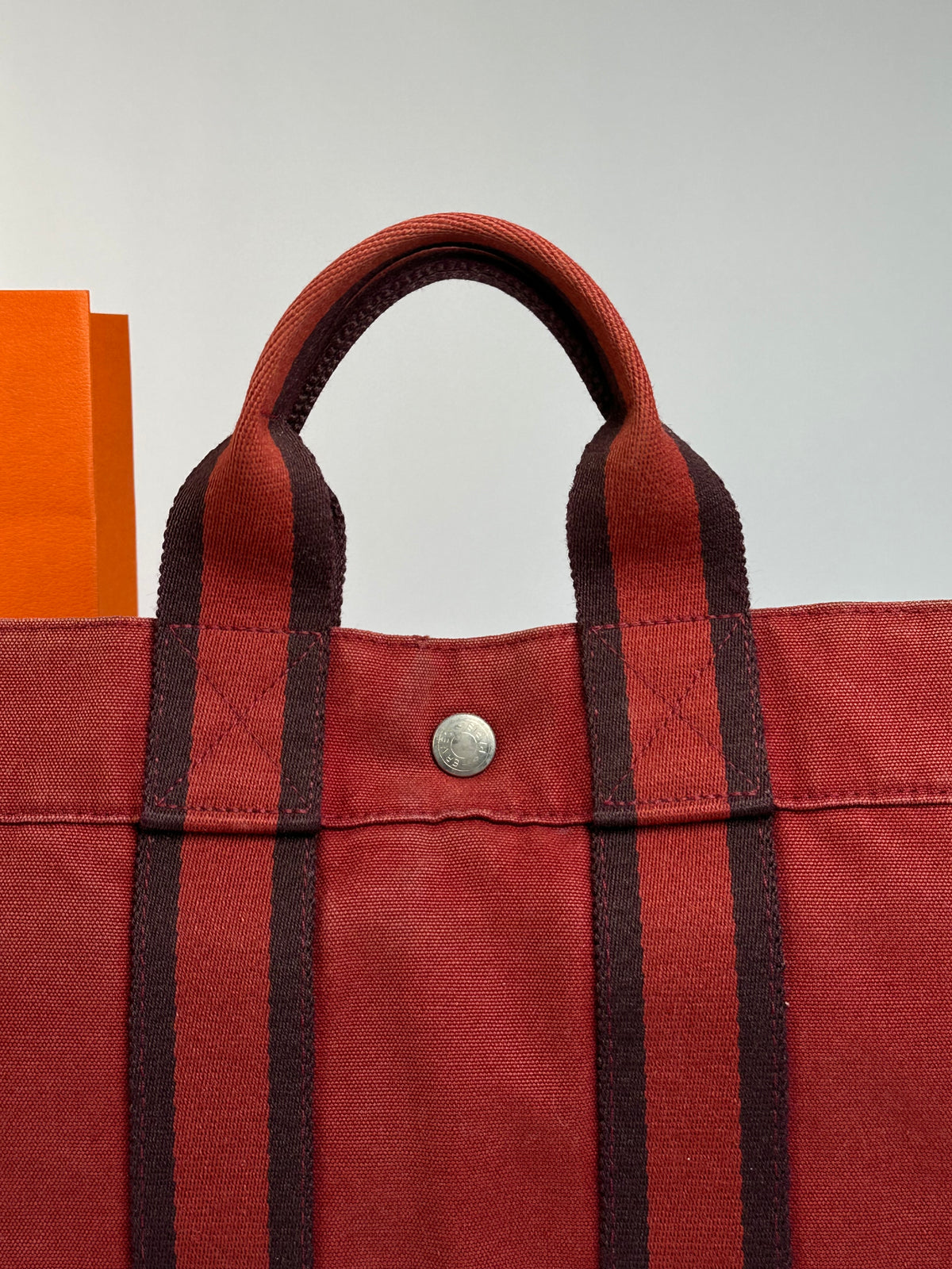 Vintage Hermès Fourre-Tout Canvas Tote Late 1990s Rust Red