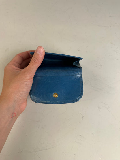 Vintage Miu Miu Grained Leather Wallet Cobalt Gold