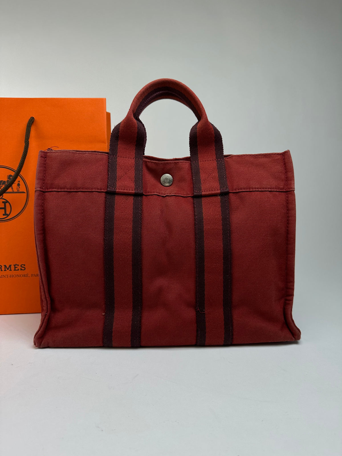 Vintage Hermès Fourre-Tout Canvas Tote Late 1990s Rust Red
