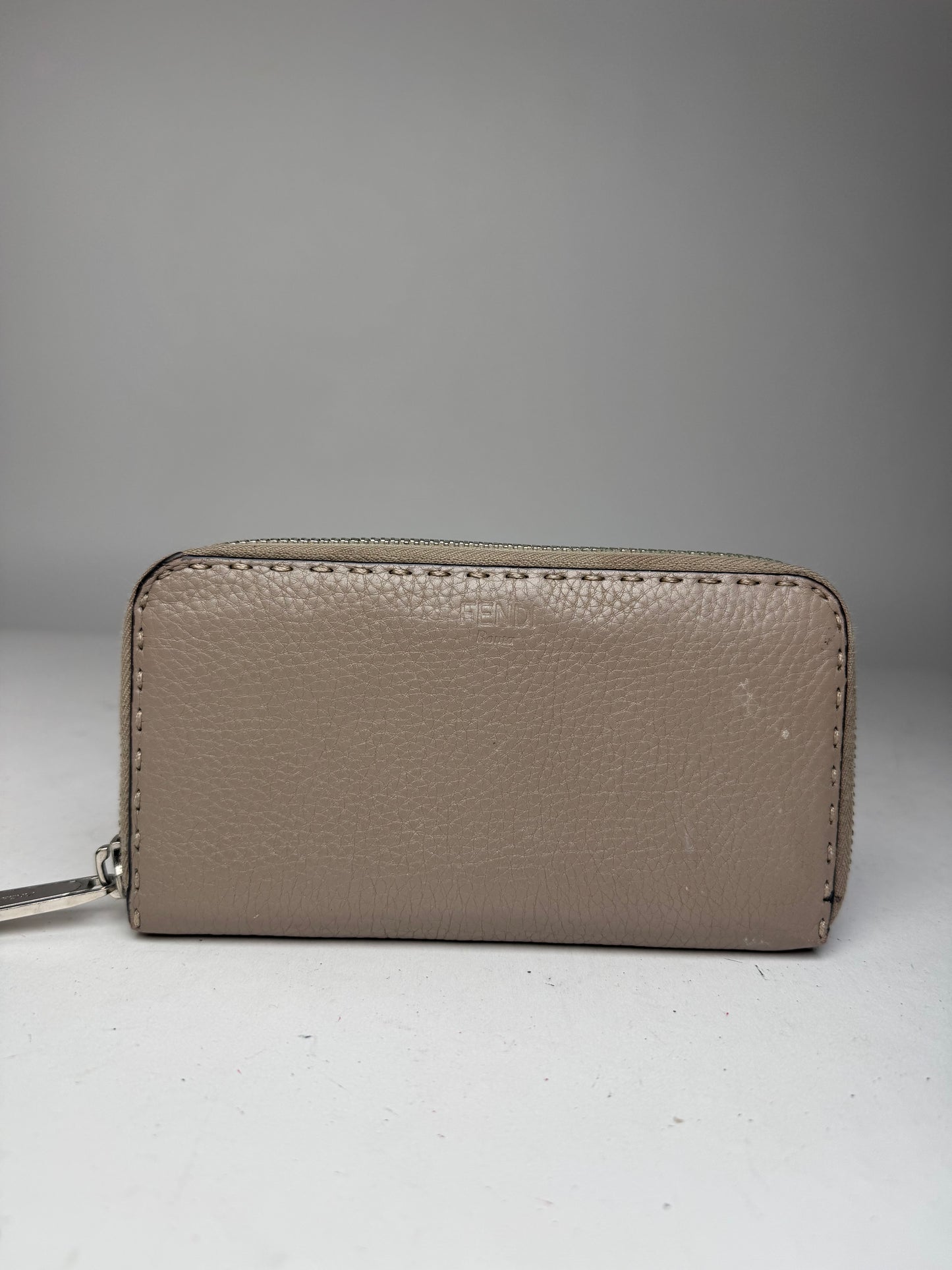 Vintage Fendi Roma Zippy Leather Wallet grey