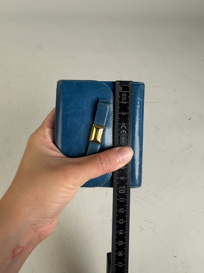 Vintage Miu Miu Grained Leather Wallet Cobalt Gold