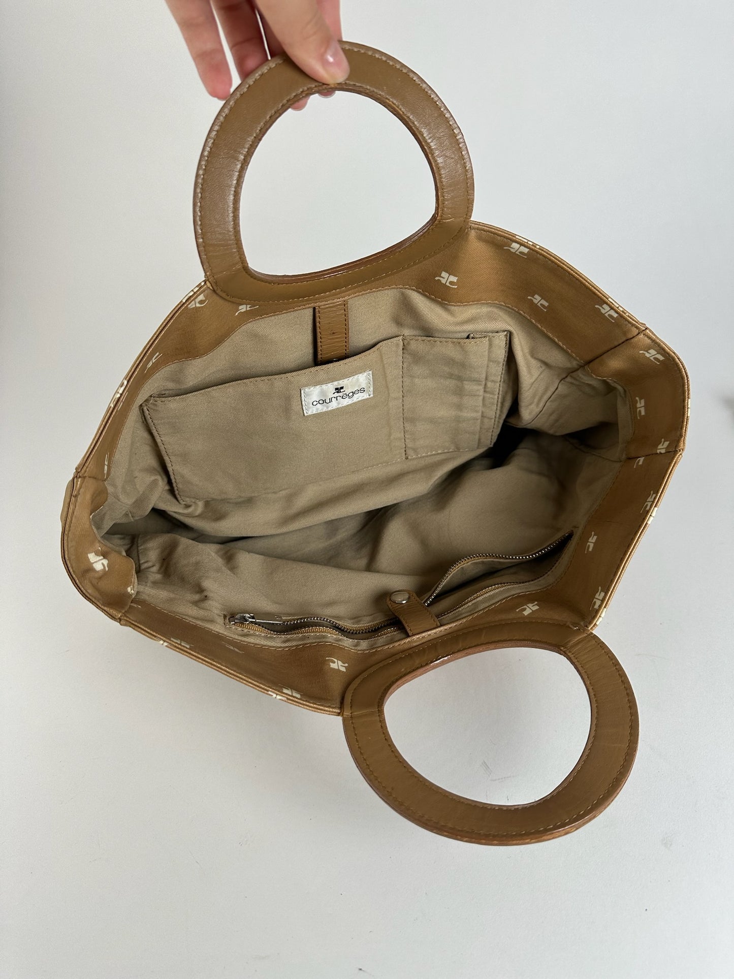 Sac à main vintage Courreges Monogram Doré Marron