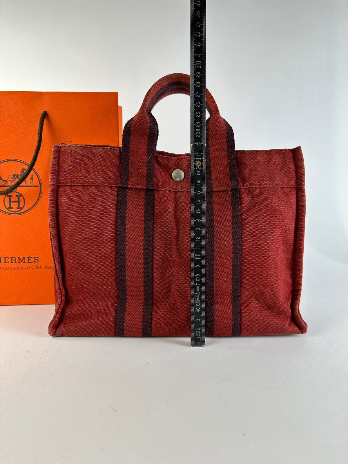 Vintage Hermès Fourre-Tout Canvas Tote Late 1990s Rust Red