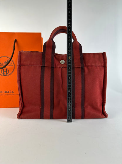 Vintage Hermès Fourre-Tout Canvas Tote Late 1990s Rust Red