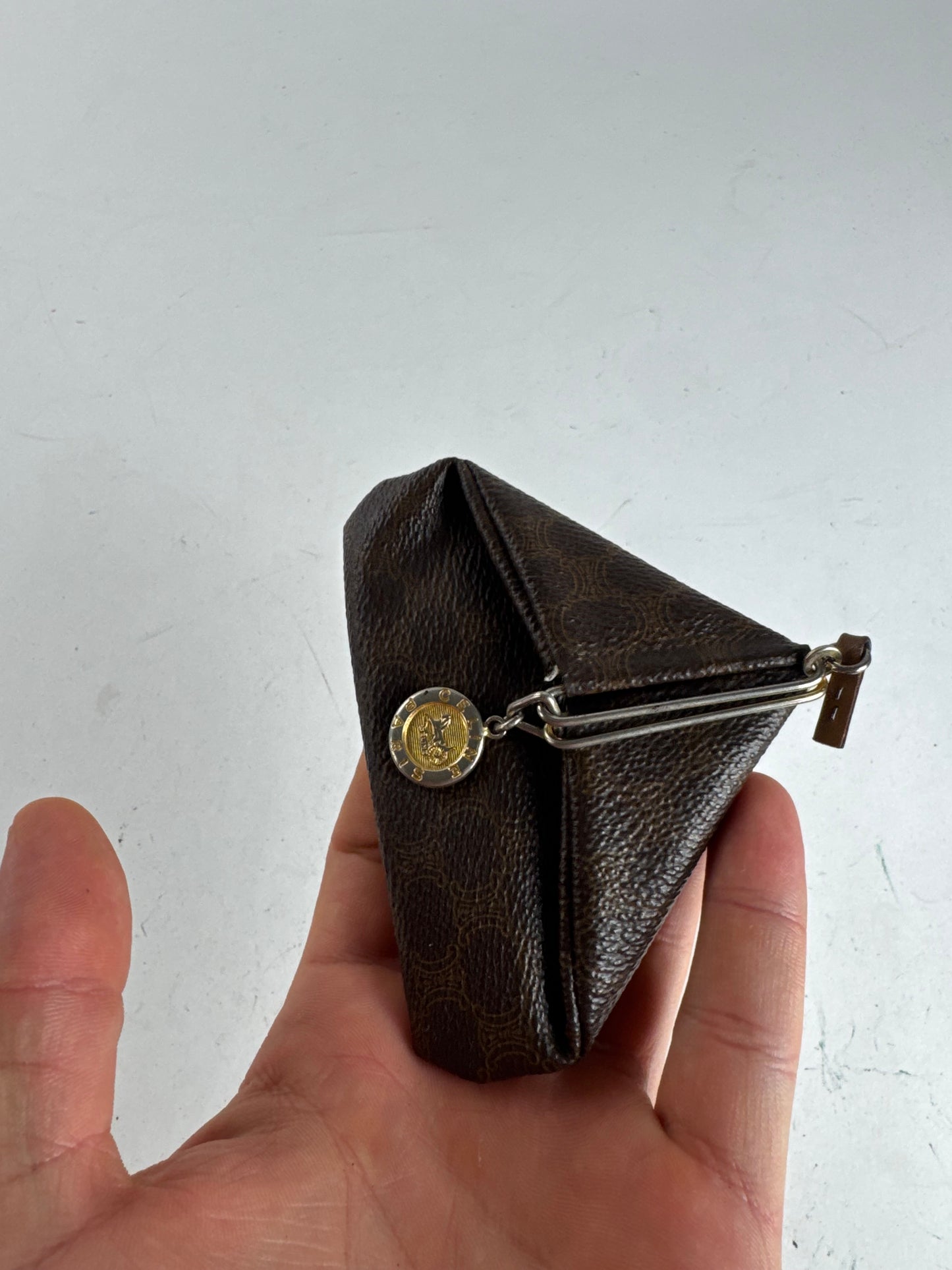 Vintage Celine Paris leather monogram case brown