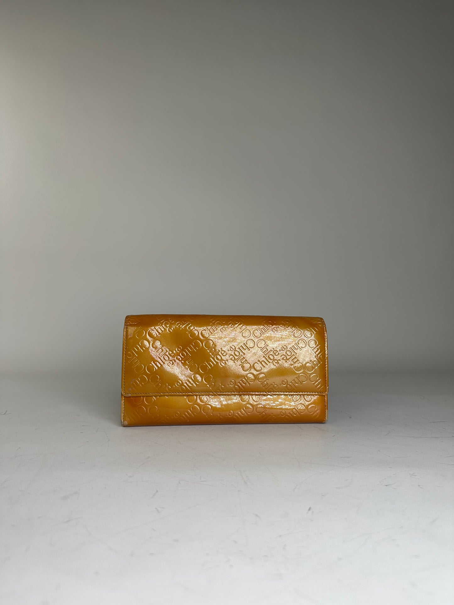 Vintage Chloé Textured Leather Wallet Yellow Gold