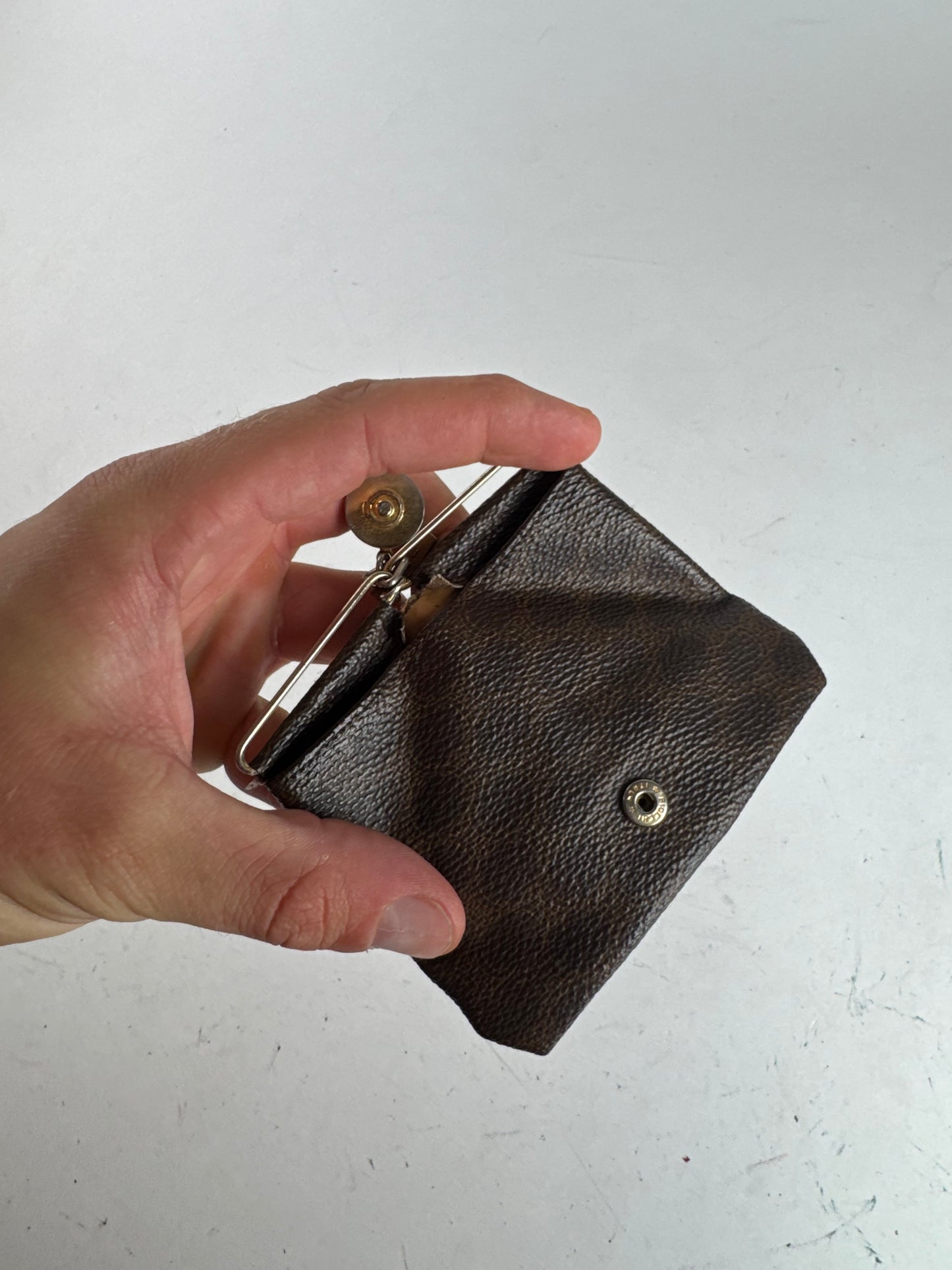 Vintage Celine Paris leather monogram case brown