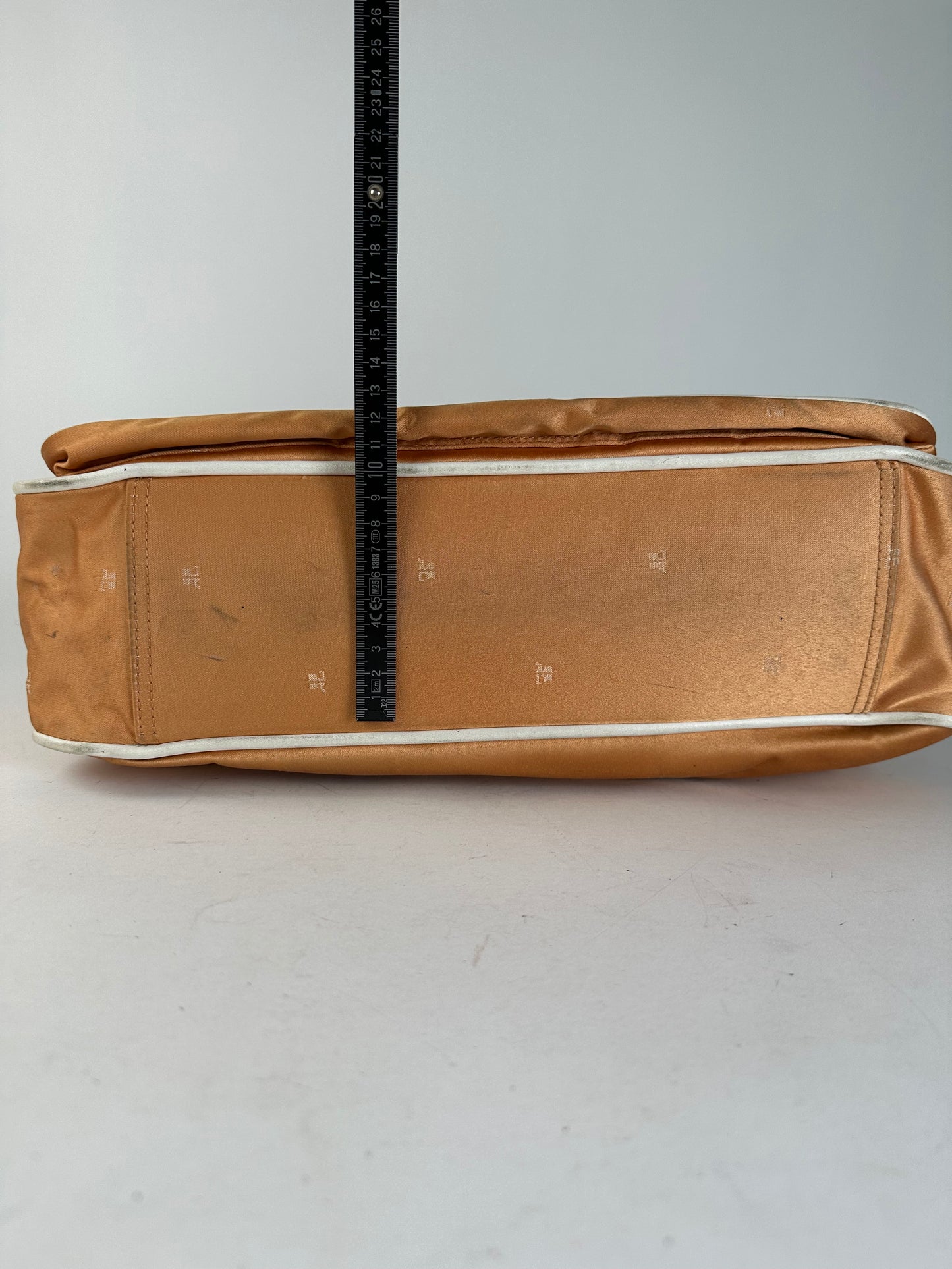 Vintage Courreges Monogram Duffel Bag Peach White