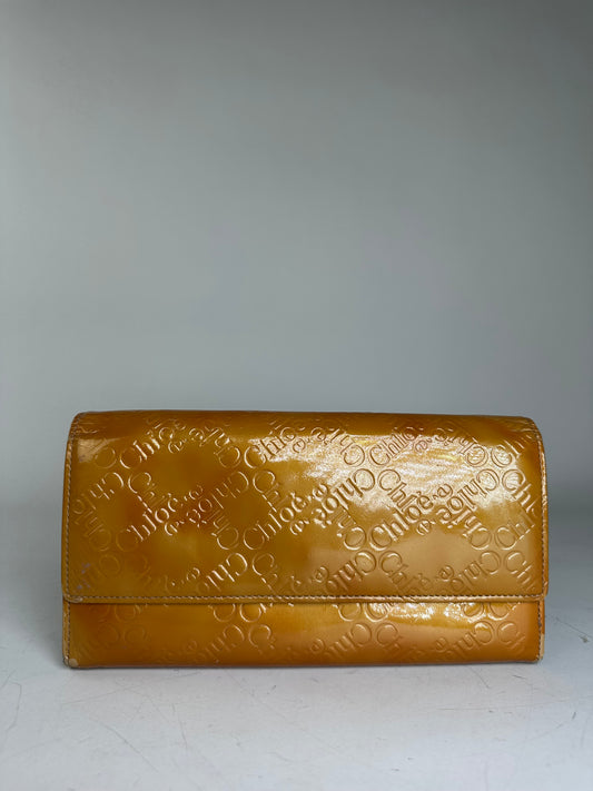 Vintage Chloé Smooth Leather Wallet Mustard Yellow Gold