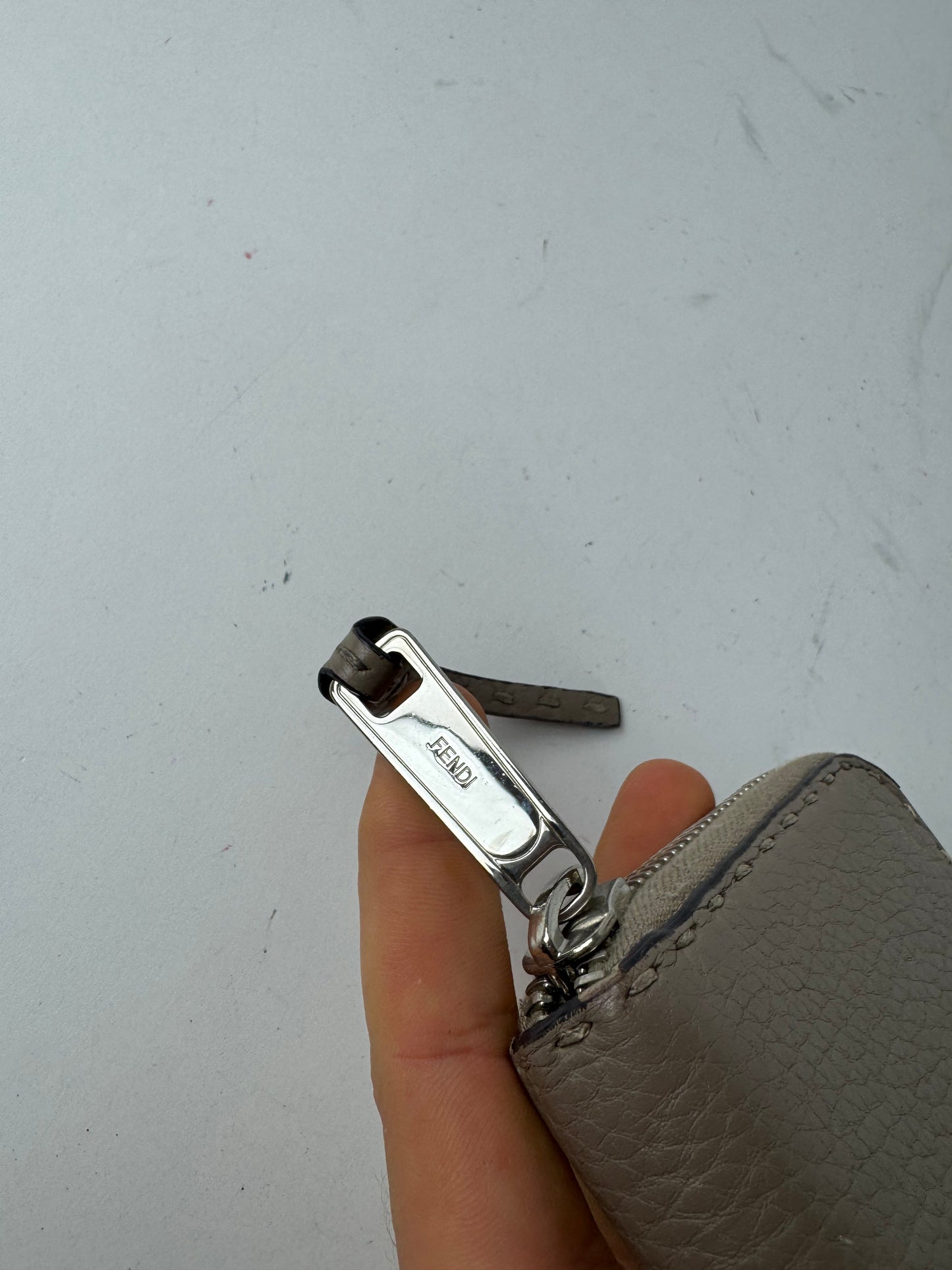 Vintage Fendi Roma Zippy Leather Wallet grey