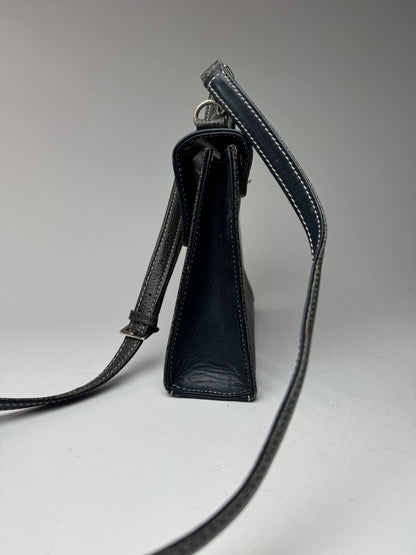 Vintage Courreges 2 way leather bag navy gray