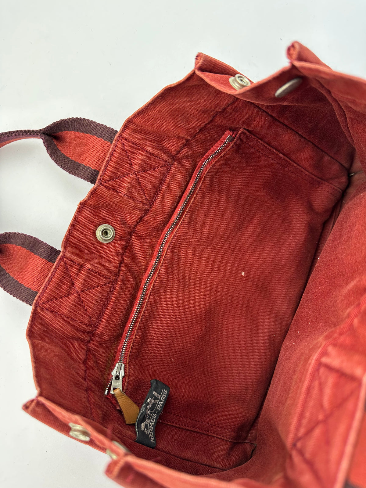 Vintage Hermès Fourre-Tout Canvas Tote Late 1990s Rust Red