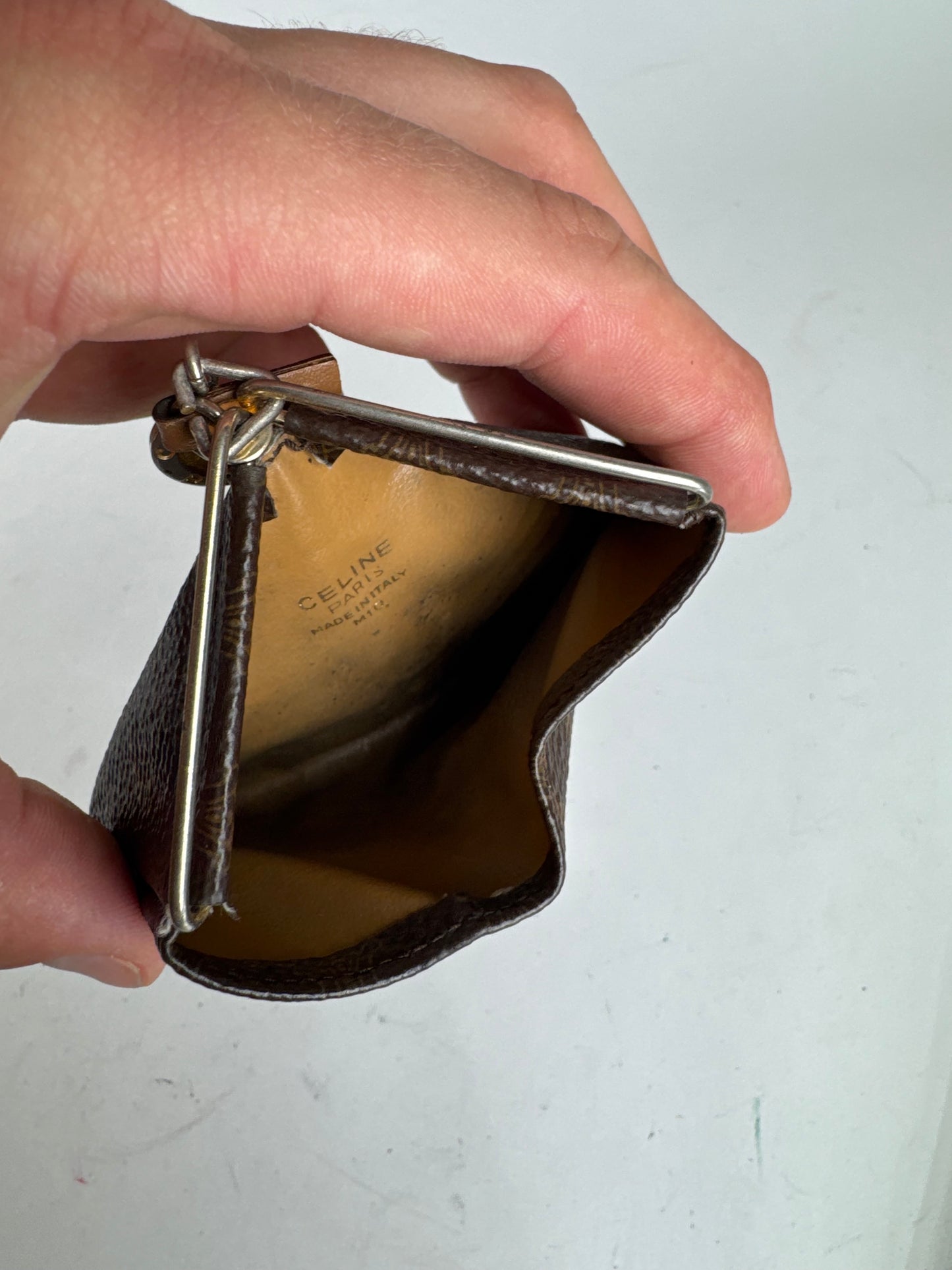 Vintage Celine Paris leather monogram case brown