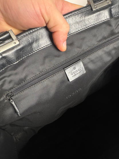 Vintage Gucci Jackie Leather Canvas Bag Black