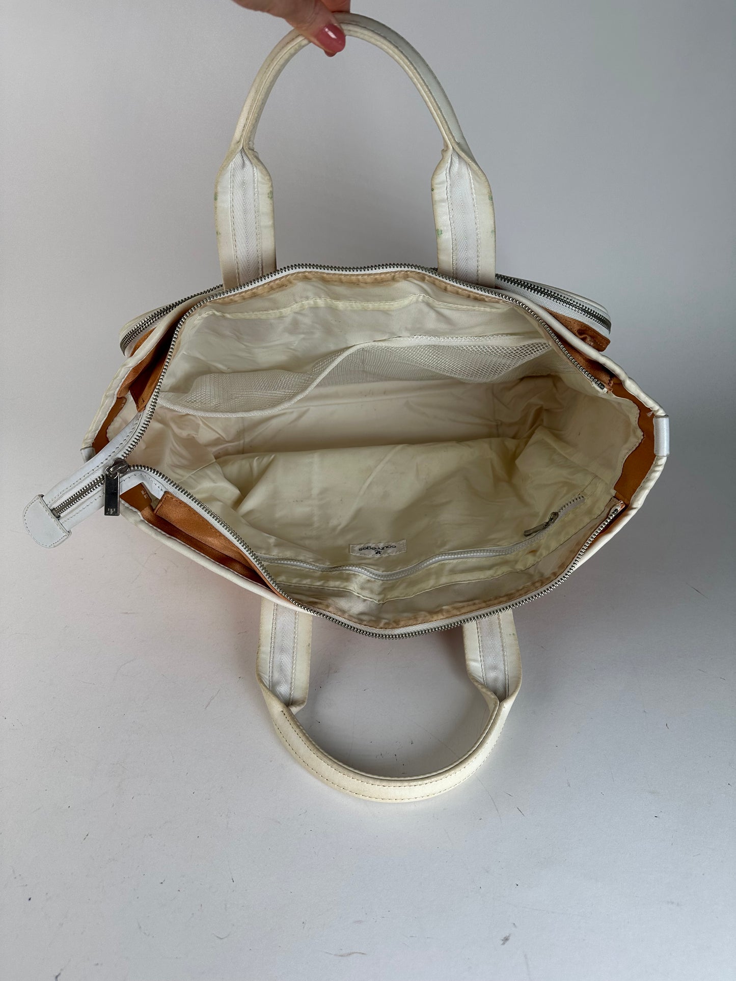 Vintage Courreges Monogram Duffel Bag Peach White