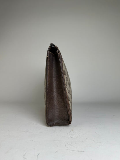 Vintage Gucci GG Supreme Canvas Pouch Beige Brown