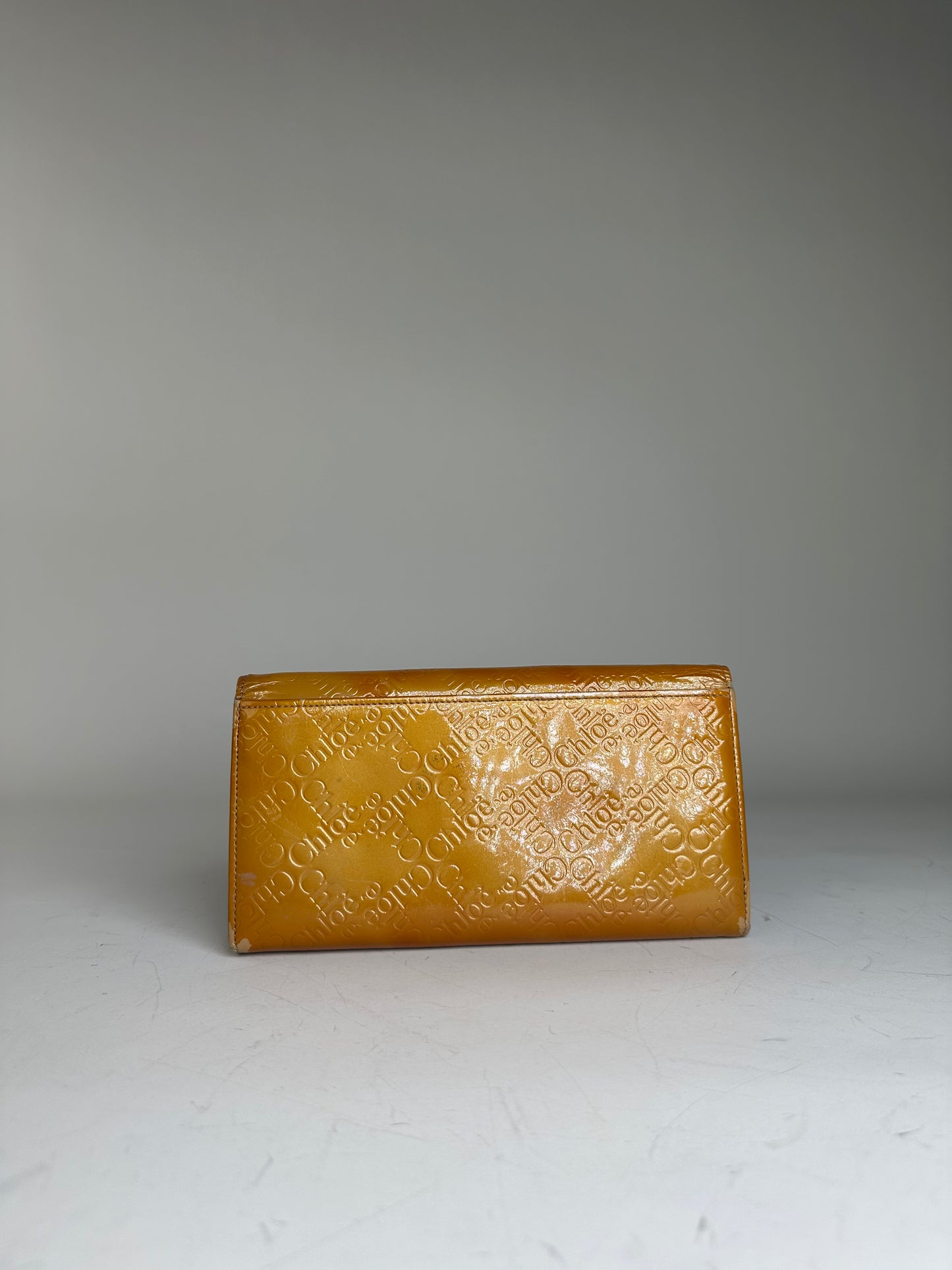Vintage Chloé Textured Leather Wallet Yellow Gold