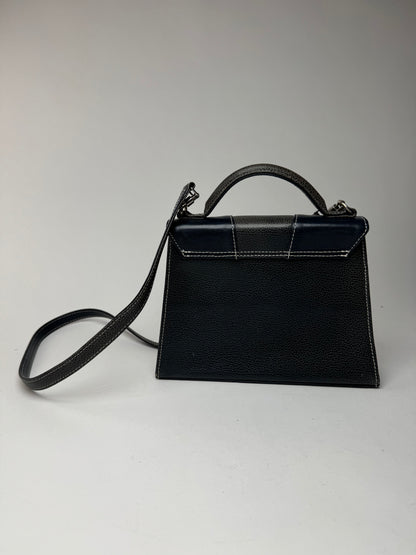 Vintage Courreges 2 way leather bag navy gray