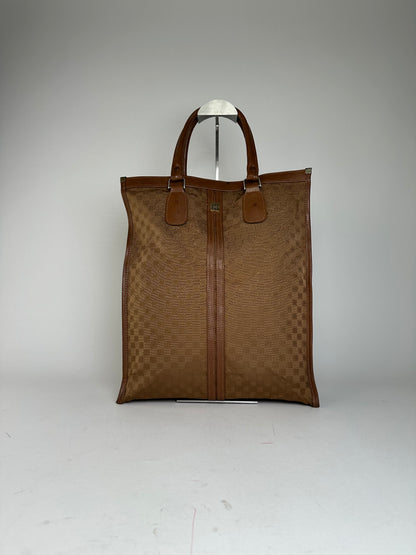 Vintage Givenchy 4G Monogram Canvas Leather Tote Bag Brown