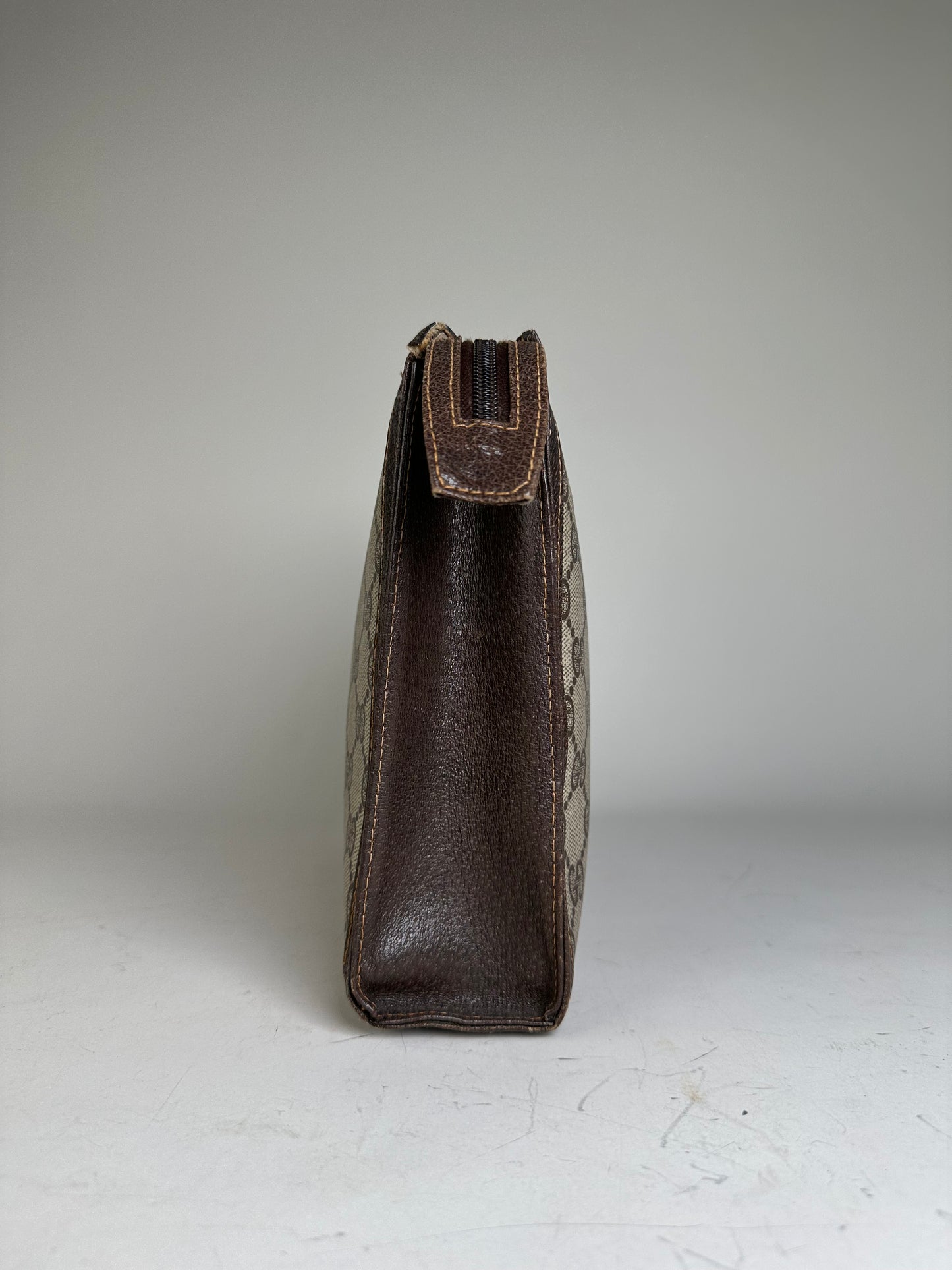 Vintage Gucci GG Supreme Canvas Pouch Beige Brown