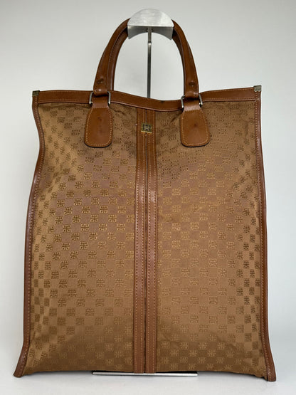Vintage Givenchy 4G Monogram Canvas Leather Tote Bag Brown