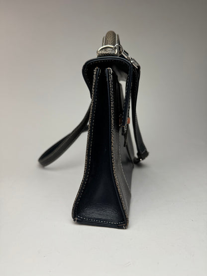 Vintage Courreges 2 way leather bag navy gray