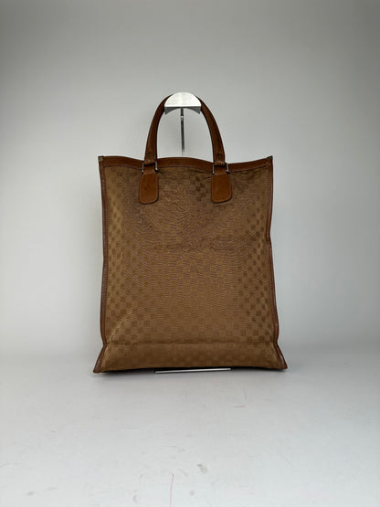 Vintage Givenchy 4G Monogram Canvas Leather Tote Bag Brown