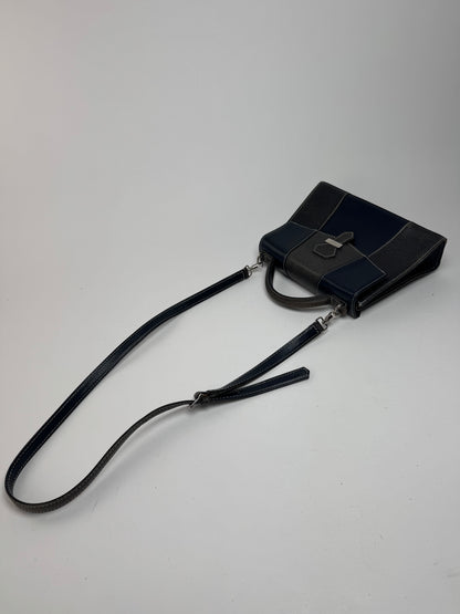 Vintage Courreges 2 way leather bag navy gray