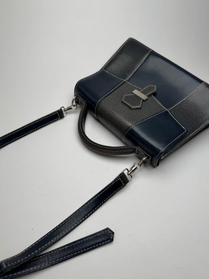 Vintage Courreges 2 way leather bag navy gray