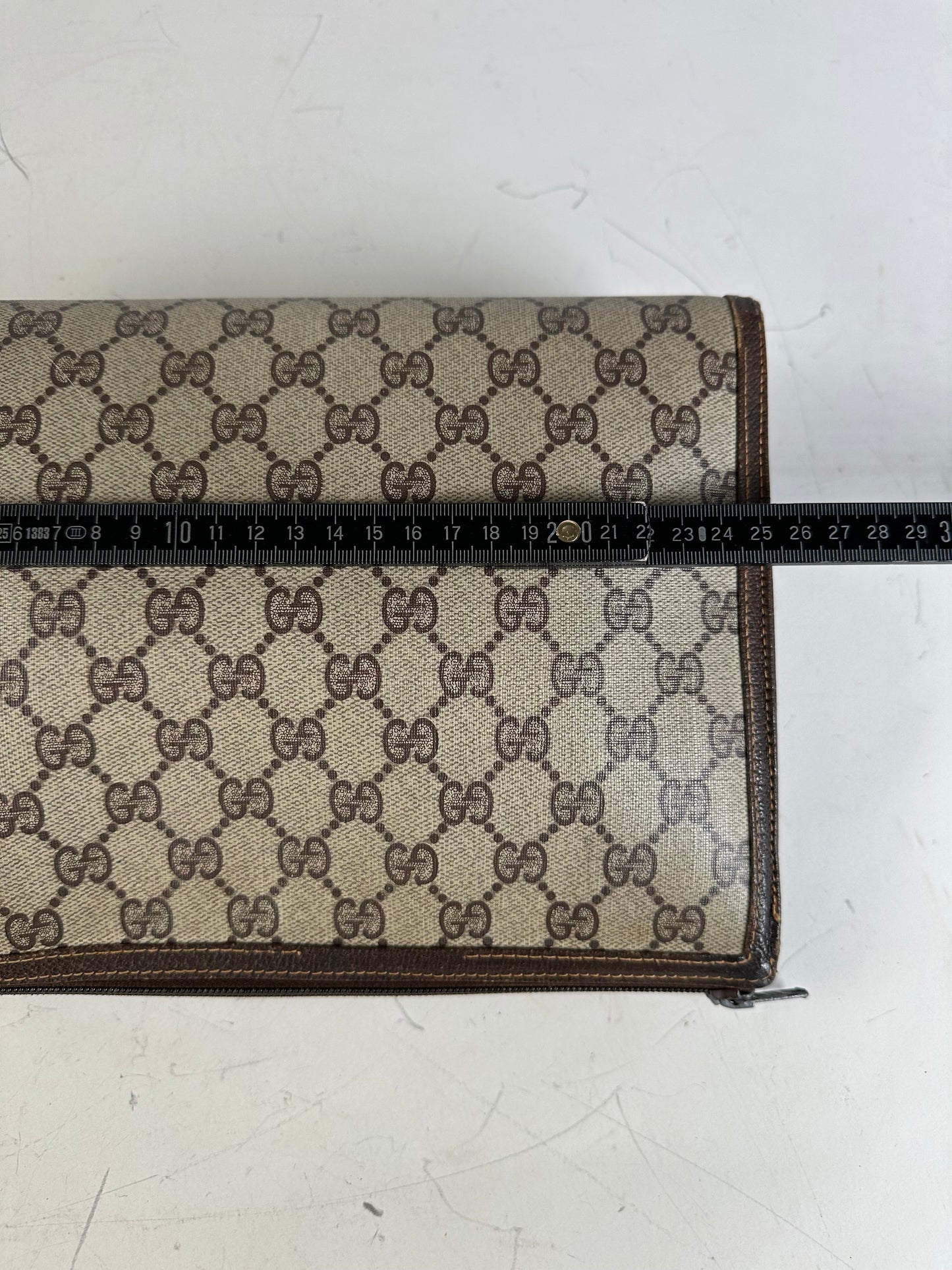 Vintage Gucci GG Supreme Canvas Pouch Beige Brown