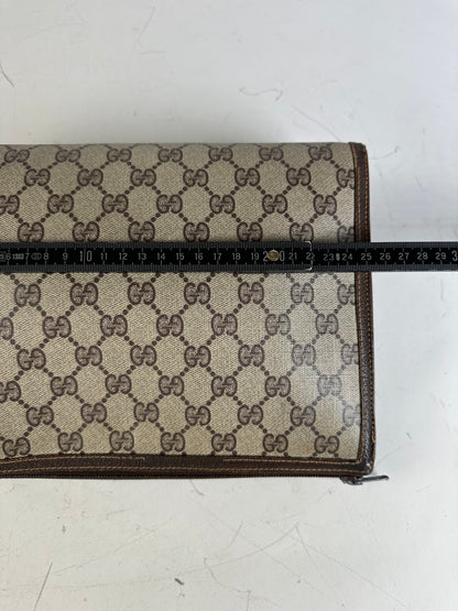 Vintage Gucci GG Supreme Canvas Pouch Beige Brown