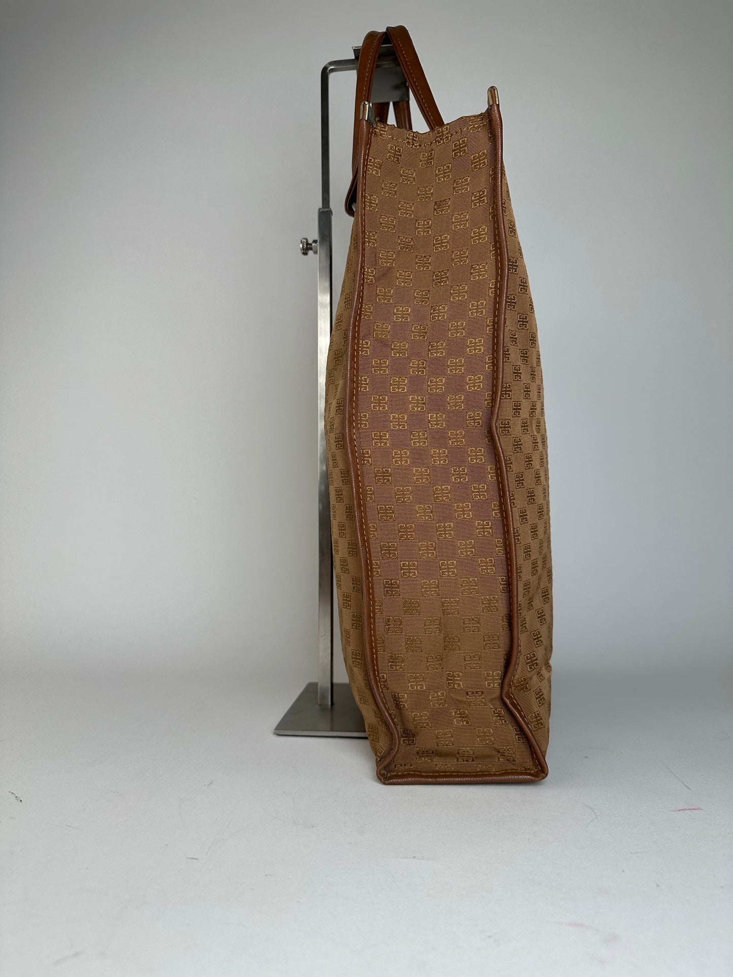 Vintage Givenchy 4G Monogram Canvas Leather Tote Bag Brown
