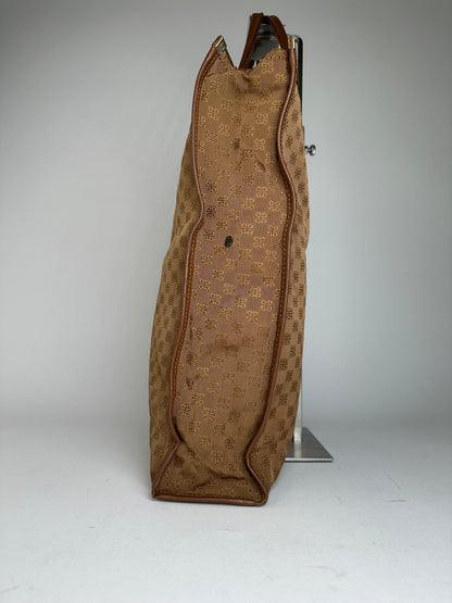 Vintage Givenchy 4G Monogram Canvas Leather Tote Bag Brown
