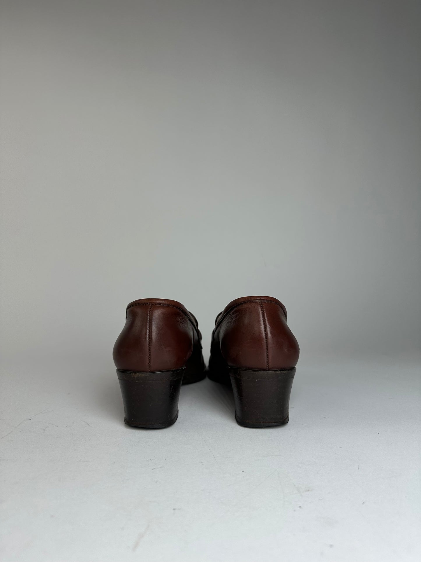 Vintage Gucci Heeled Horsebit Leather Boots Brown EU37