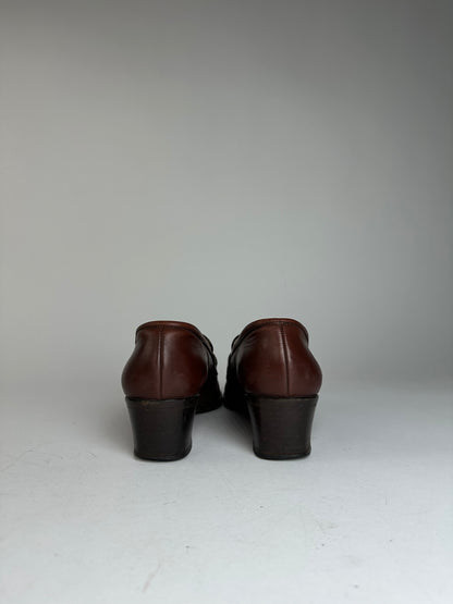 Vintage Gucci Heeled Horsebit Leather Boots Brown EU37