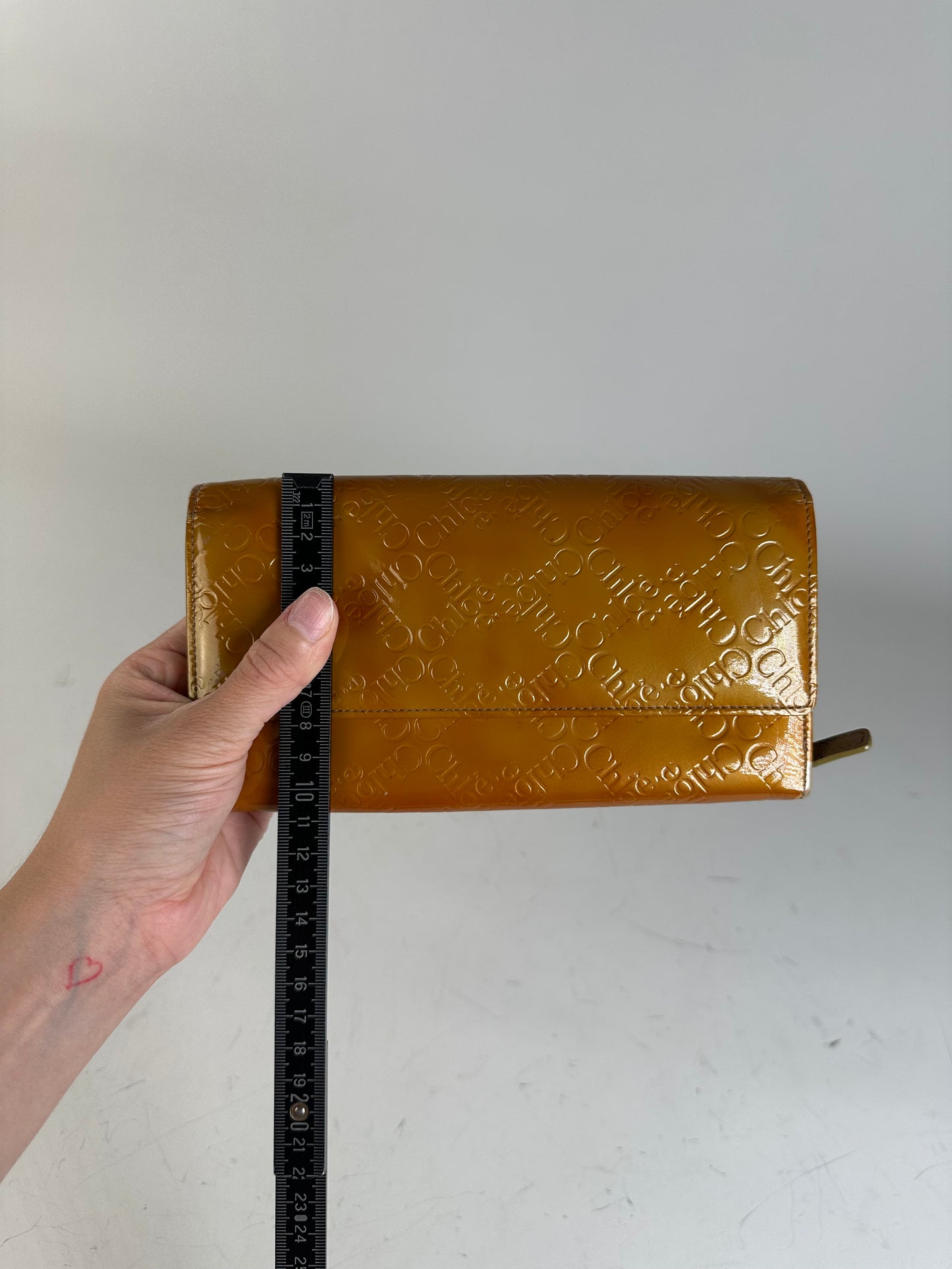 Vintage Chloé Textured Leather Wallet Yellow Gold