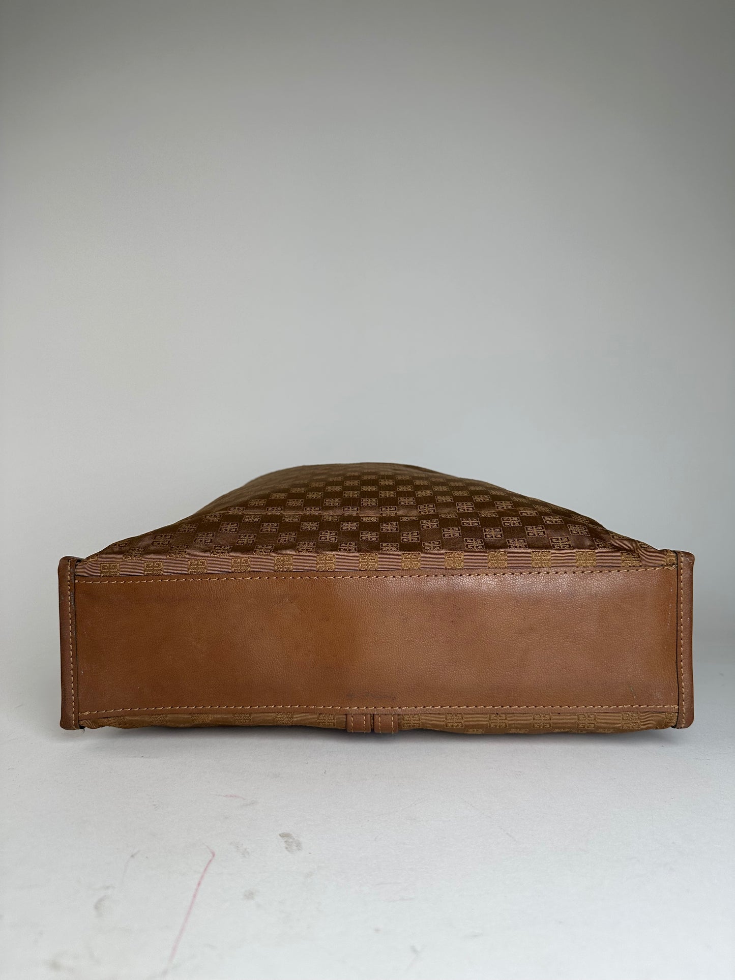 Vintage Givenchy 4G Monogram Canvas Leather Tote Bag Brown