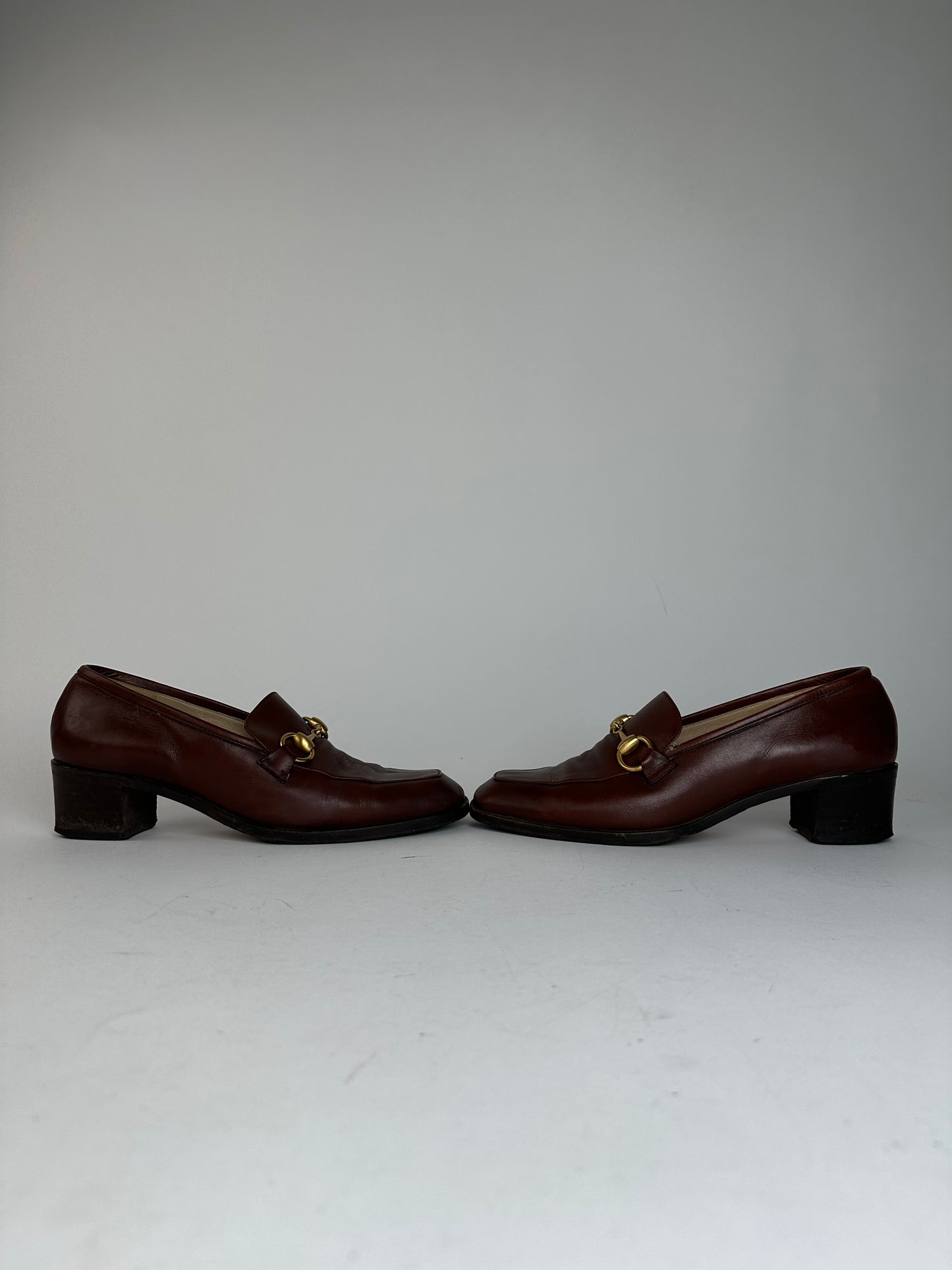 Vintage Gucci Heeled Horsebit Leather Boots Brown EU37