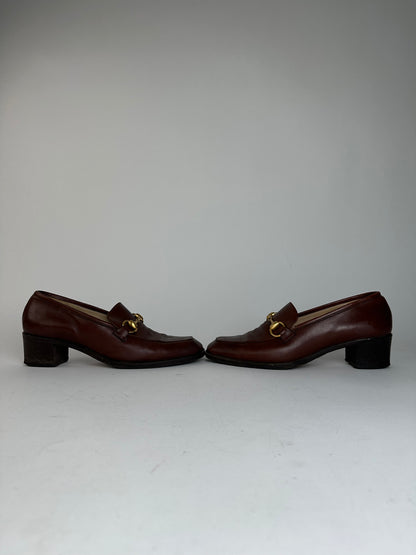 Vintage Gucci Heeled Horsebit Leather Boots Brown EU37