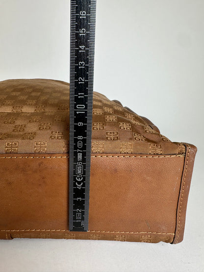 Vintage Givenchy 4G Monogram Canvas Leather Tote Bag Brown