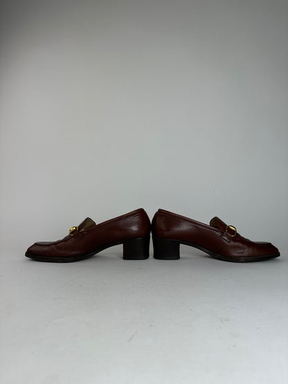 Vintage Gucci Heeled Horsebit Leather Boots Brown EU37