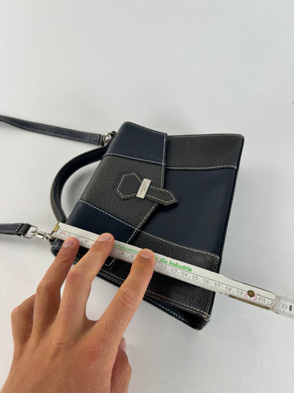 Vintage Courreges 2 way leather bag navy gray