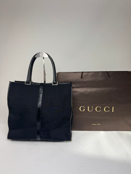Vintage Gucci Jackie Leather Canvas Bag Black