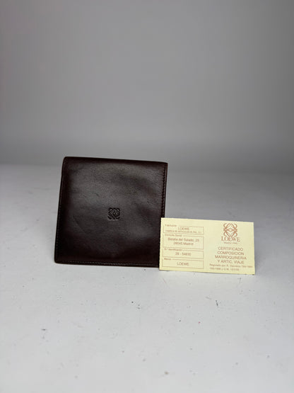 Vintage Loewe Madrid Flapable Leather Wallet dark brown