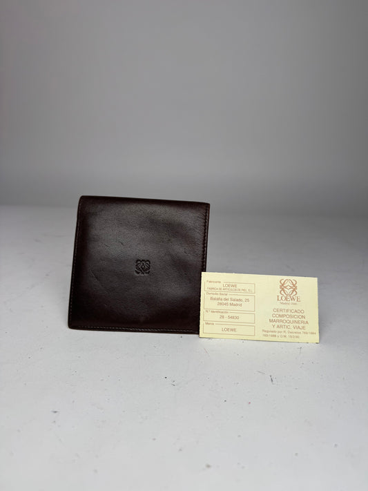 Vintage Loewe Madrid Flapable Leather Wallet dark brown