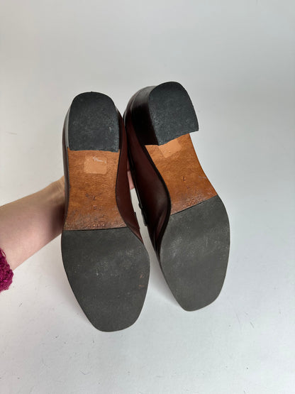 Vintage Gucci Heeled Horsebit Leather Boots Brown EU37