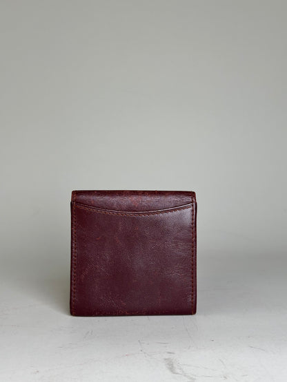Vintage Cartier Leather Wallet Burgundy Gold-tone Snap France