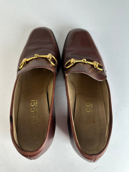 Vintage Gucci Heeled Horsebit Leather Boots Brown EU37